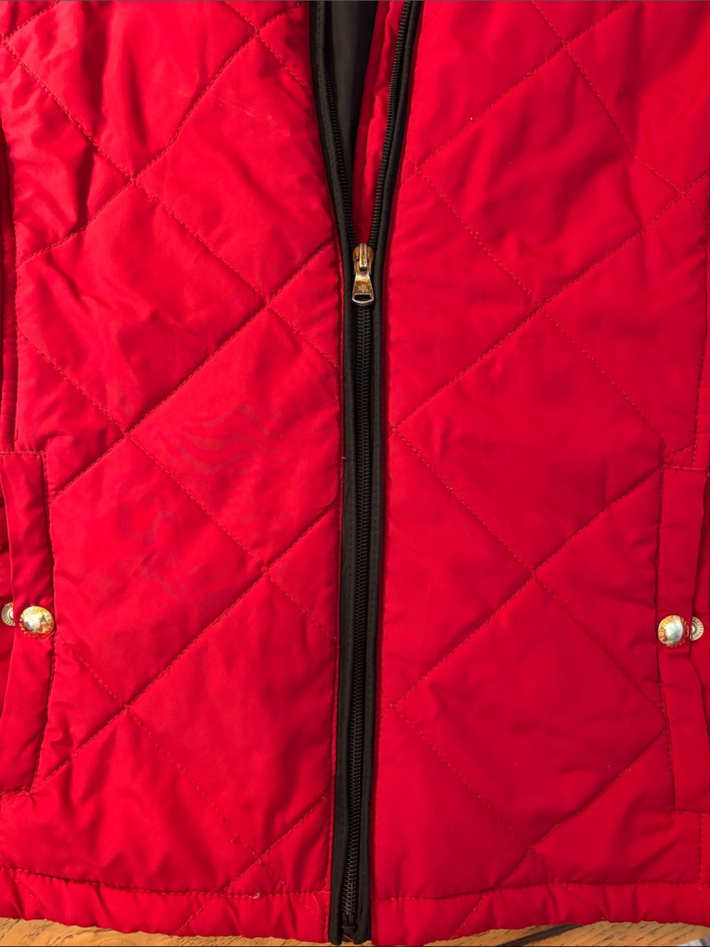 Lauren Ralph Lauren Quilted Bright Red Vest with Snap Pockets - Picture 4 of 5